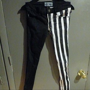 Royal Bones striped split leg skinny jeans size 3